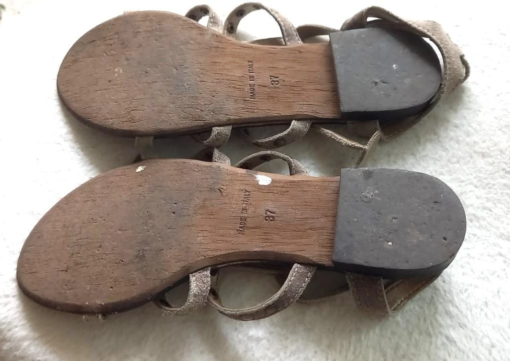 Zomersandalen leer maat 37 groene amandel zeer goede staat – photo 5